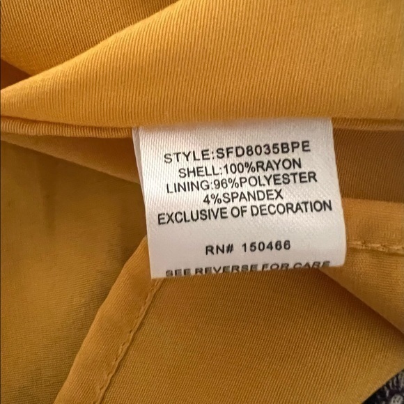 Market & Spruce Auria Embroidered Mustard Dress NWT - Picture 6 of 6
